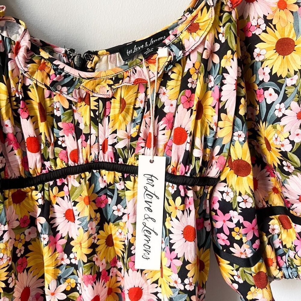 New For Love & Lemons Sylvia Puff Sleeve Mini Dress Size S - Picture 13 of 15